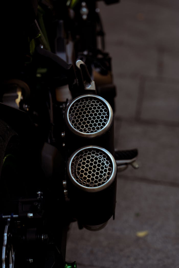 A Motorcycle Twin Exhaust Pipes